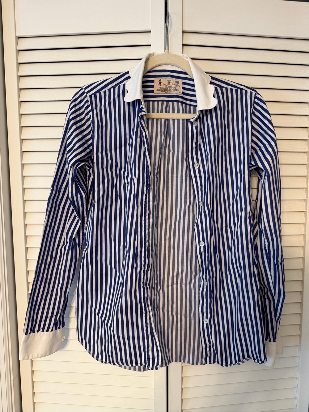 Kiel James Patrick Blue and White Striped Button-Down Shirt